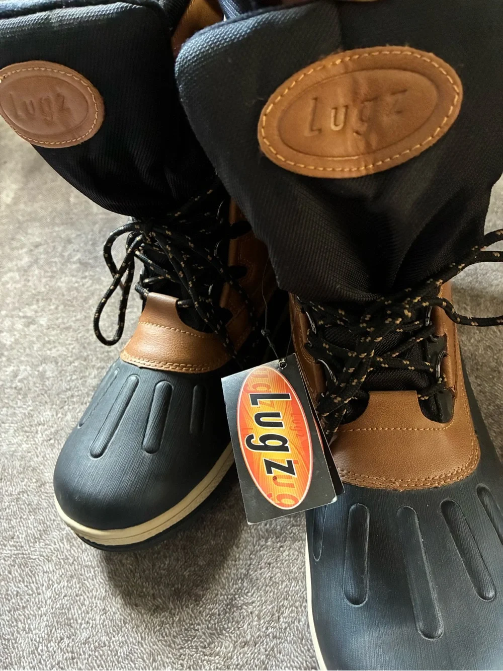 Lugz Two-Tone Anorak Waterproof Lace-Up Boots Brown/Black 8” Snow Outdoor Size 8
